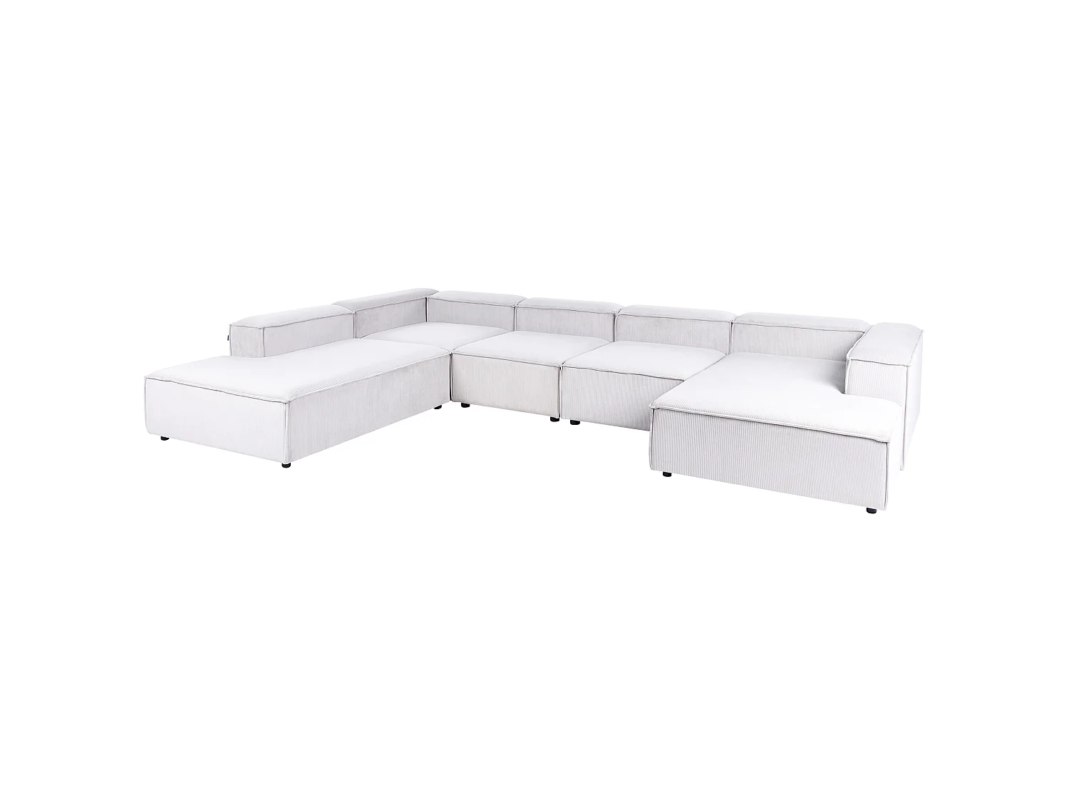 Canapé d'angle modulable 5 places ARDAL Velours côtelé Blanc cassé Côté droit