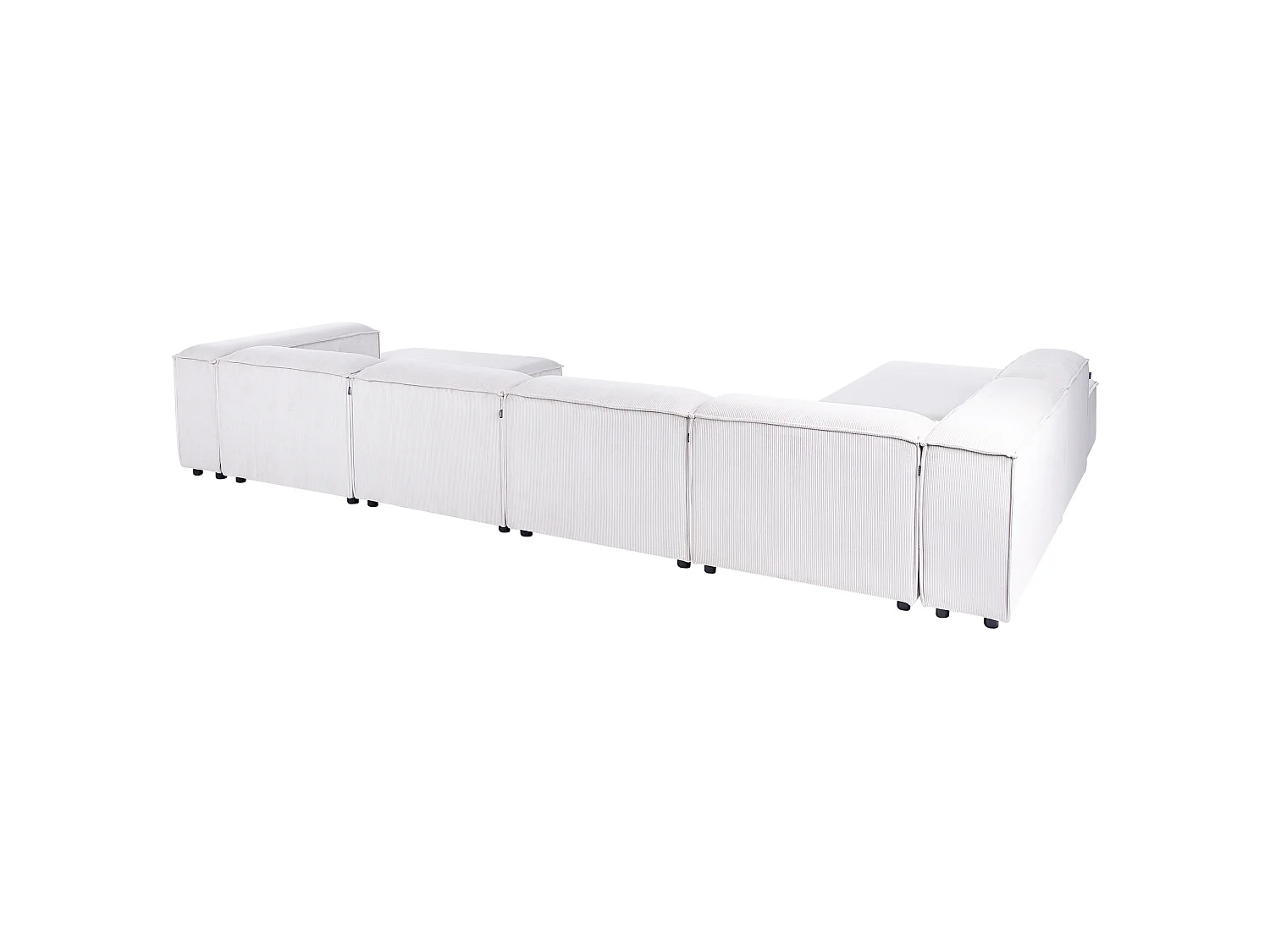 Canapé d'angle modulable 5 places ARDAL Velours côtelé Blanc cassé Côté droit