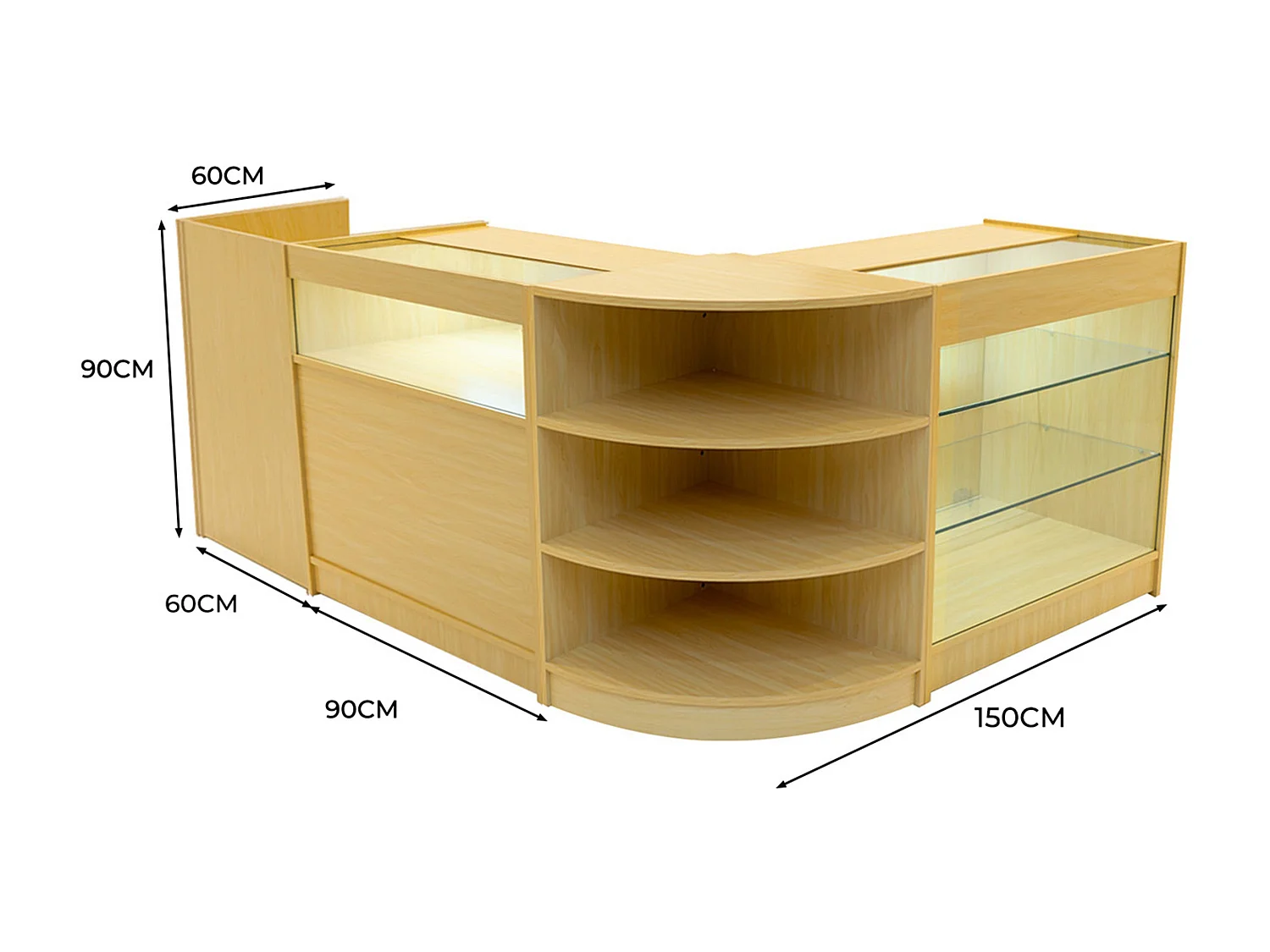 Hyperion LED Verkaufstheken-Set LM60 + B900 + K900 + TB60 – Ahorn