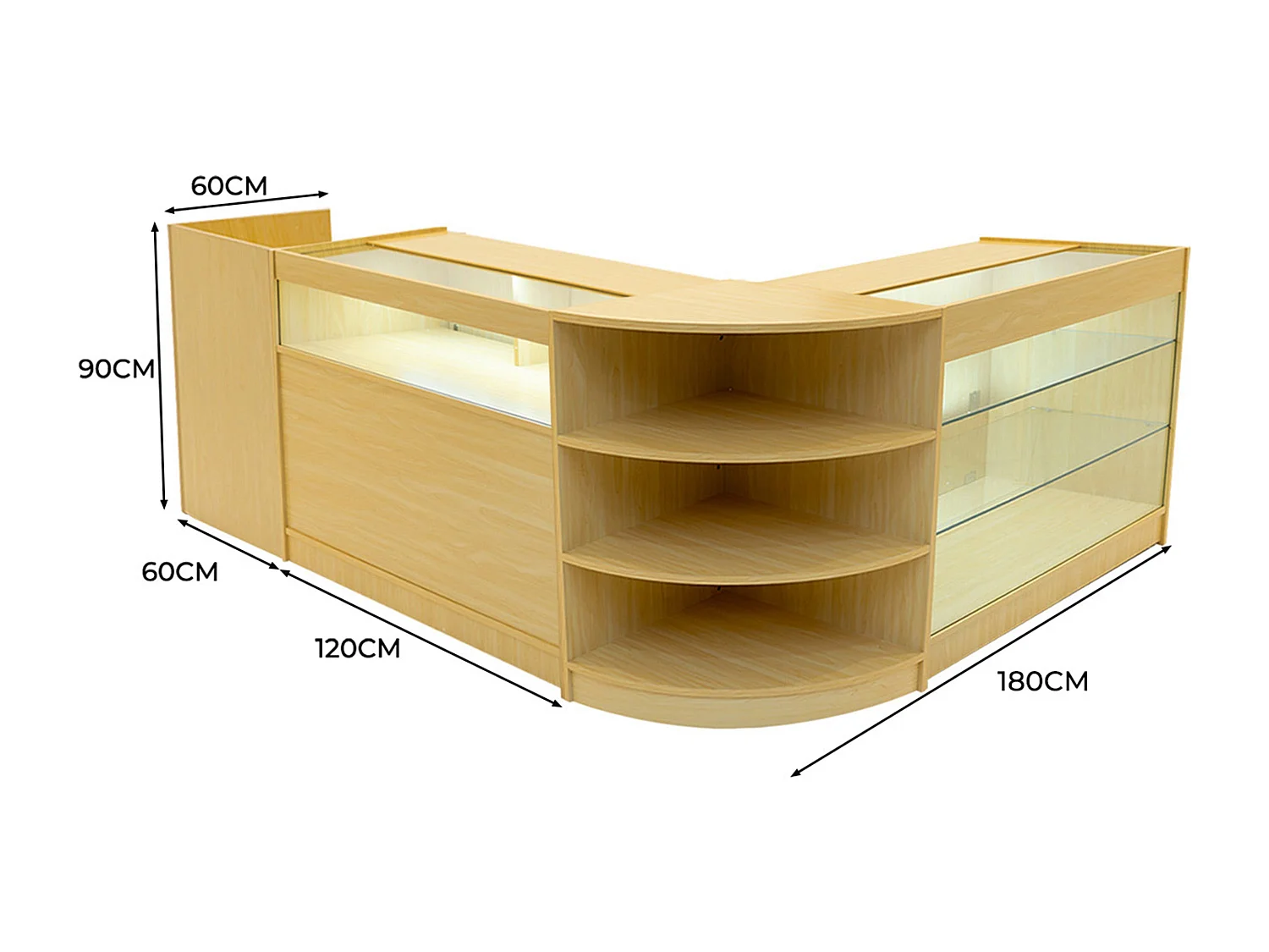 Hyperion LED Winkel Toonbank Set K1200, B1200, TB60 & LM60 - Esdoorn