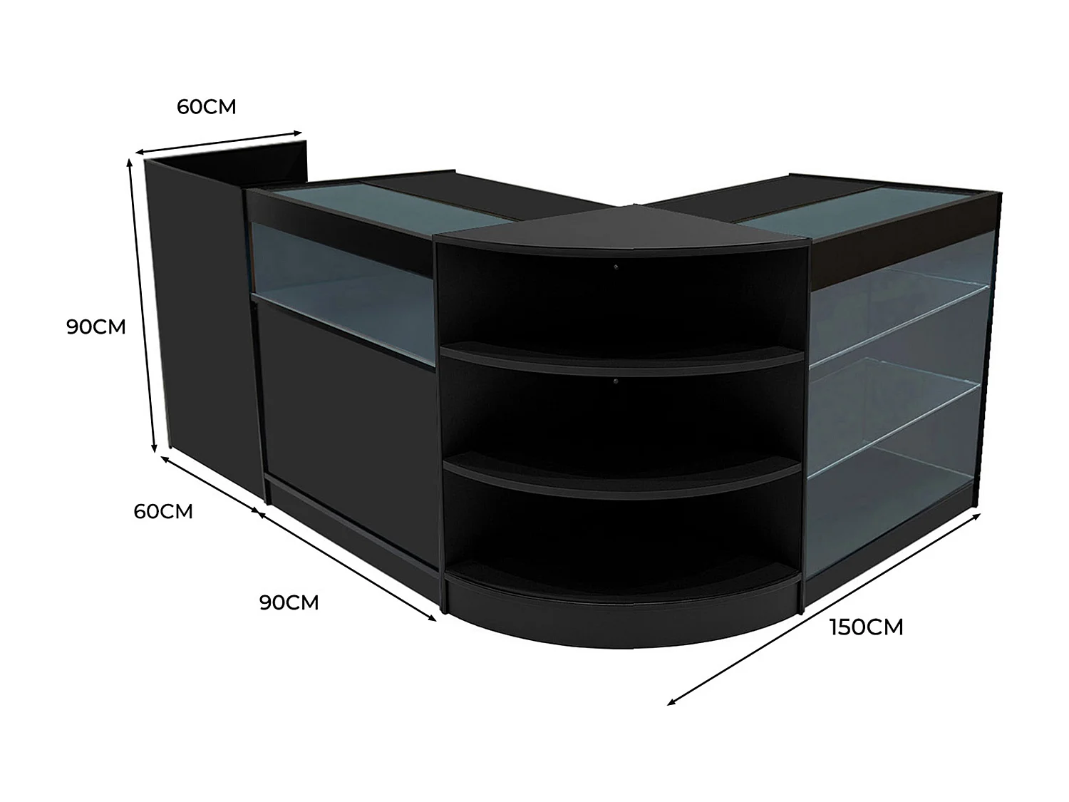 Hyperion LED Verkaufstheken-Set LM60 + B900 + K900 + TB60 – Schwarz