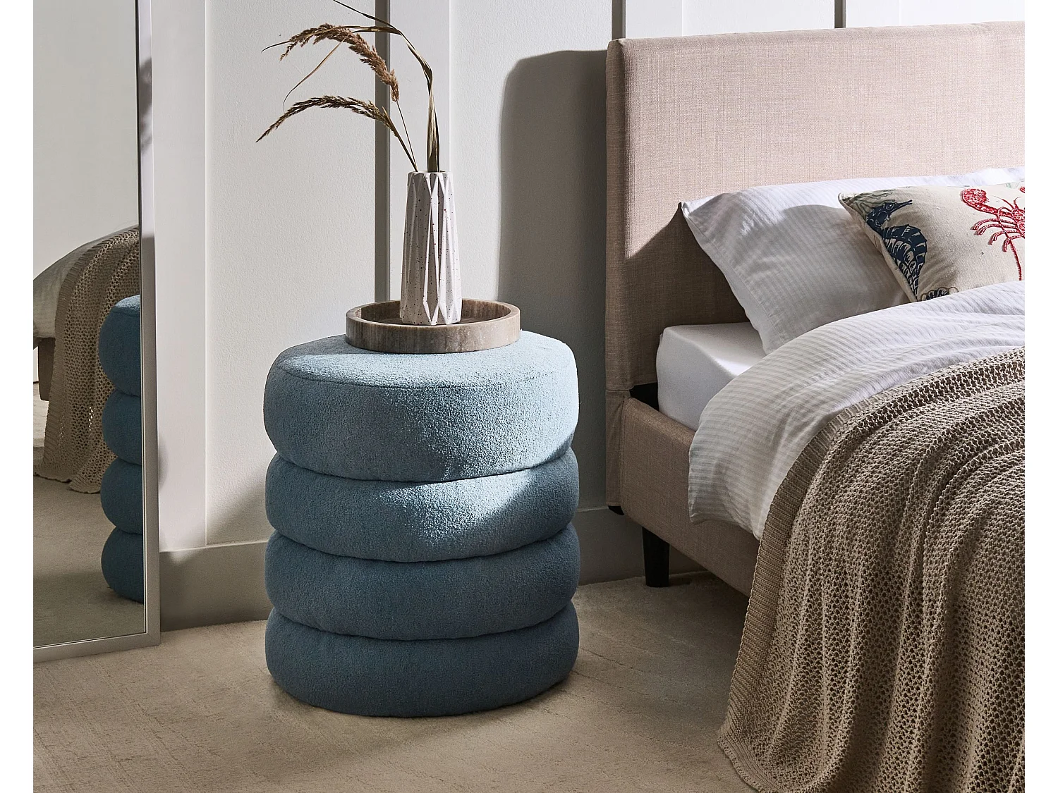 Pouf SUMPTER Bouclé Bleu