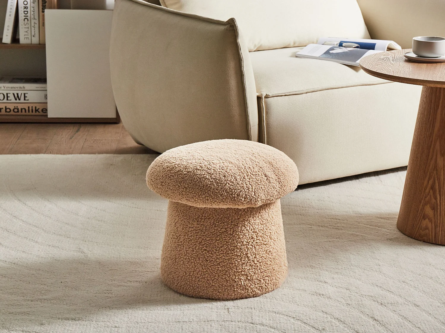 Pouf EUFAULA Bouclé Beige