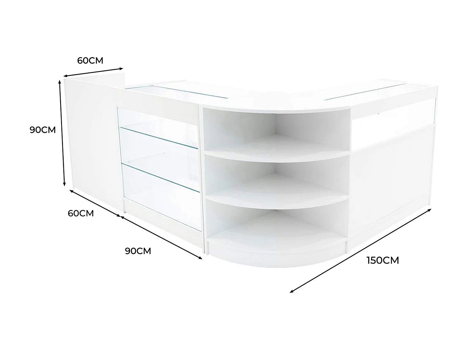 Hyperion LED Verkaufstheken-Set LM60 + B900 + K900 + TB60 – Weiß