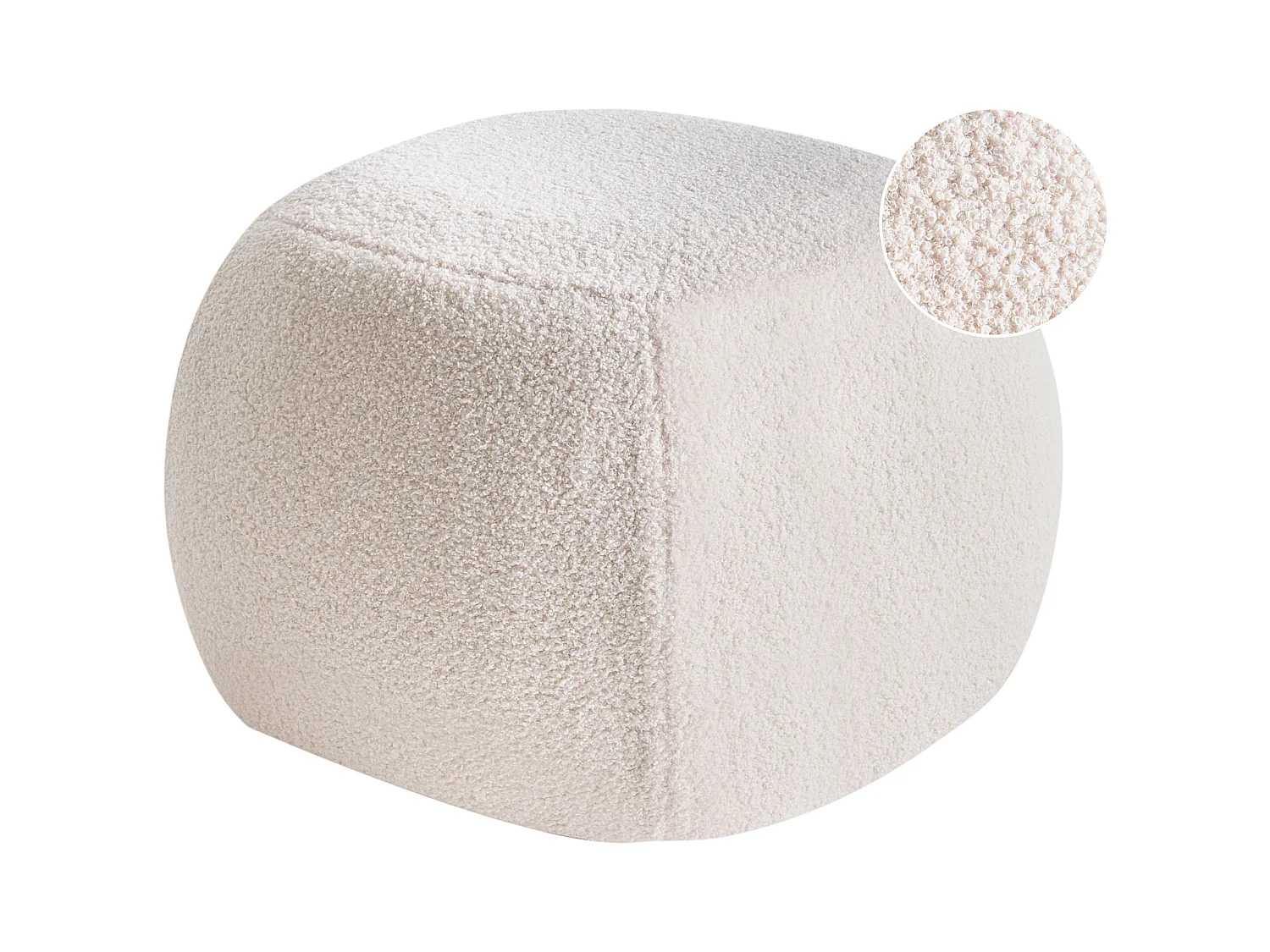 Pouf BARRON Bouclé Blanc cassé