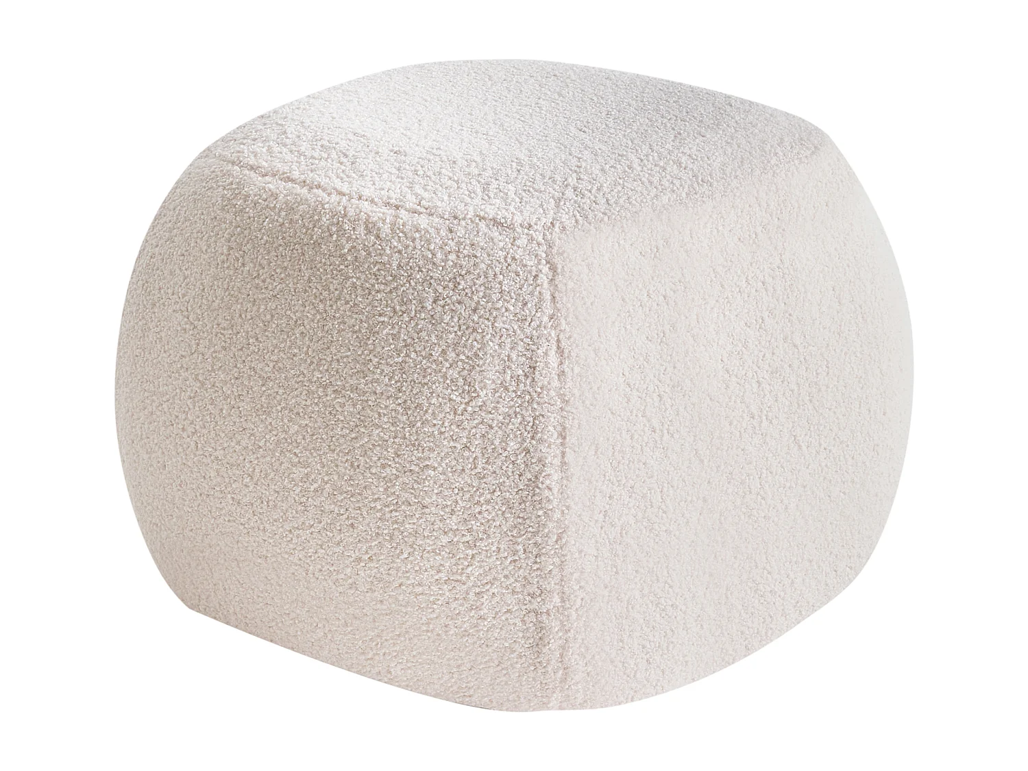 Pouf BARRON Bouclé Blanc cassé
