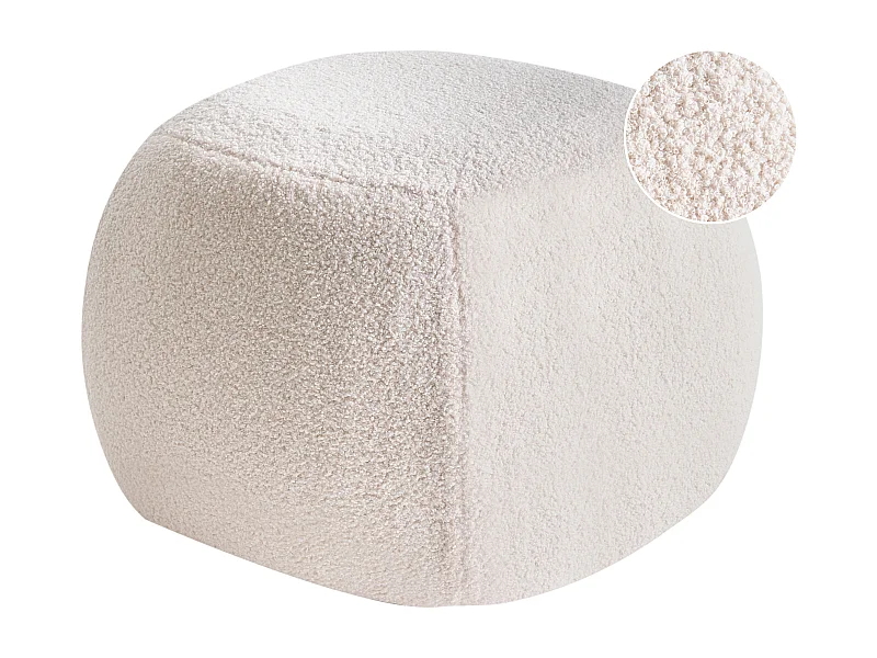 Pouf BARRON Bouclé Blanc cassé