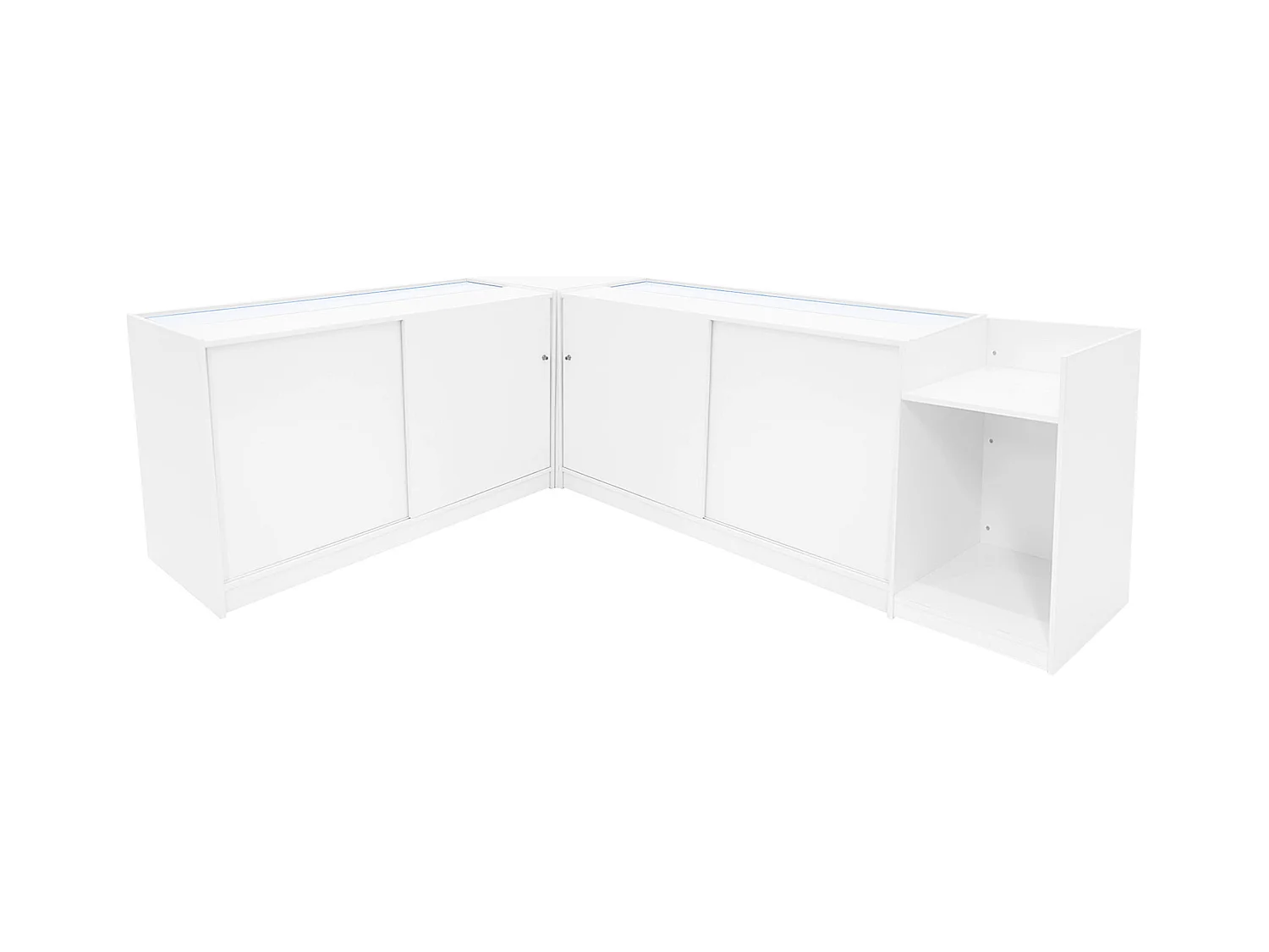 Conjunto de BalcÃµes Comerciais com Luz LED "HYPERION" LM60 + B1500 + K1500 + TB60 â€“ cor Branco