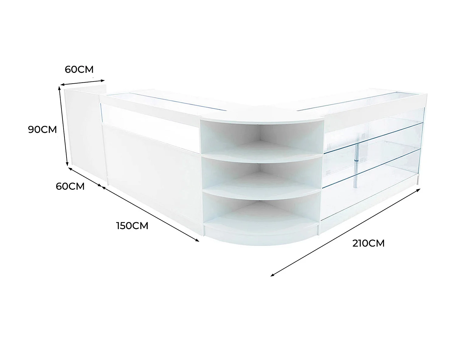 Hyperion LED Verkaufstheken-Set LM60 + B1500 + K1500 + TB60 – Weiß