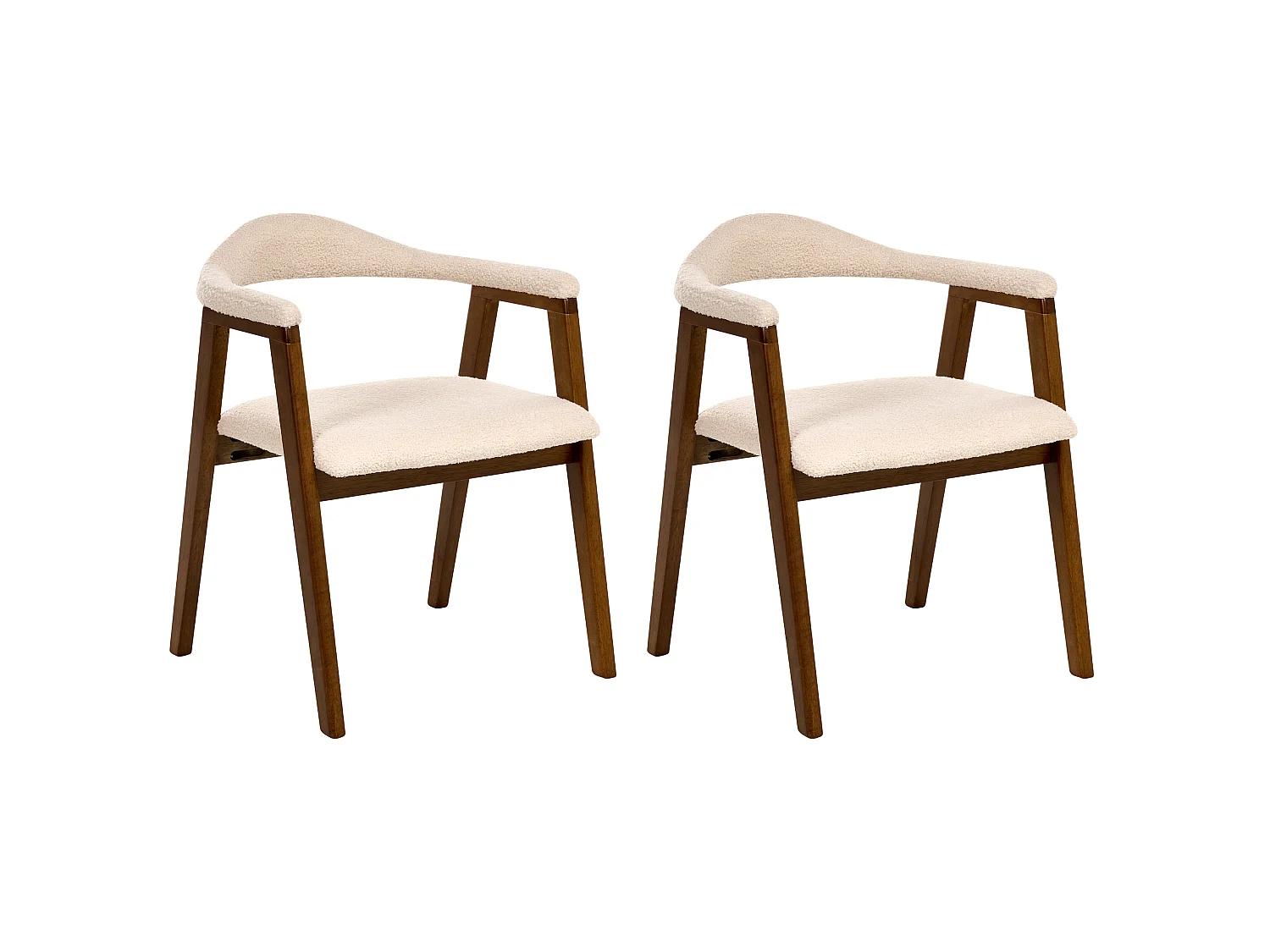 Set of 2 Dining Chairs ONECO Wood Brown/ Light Beige