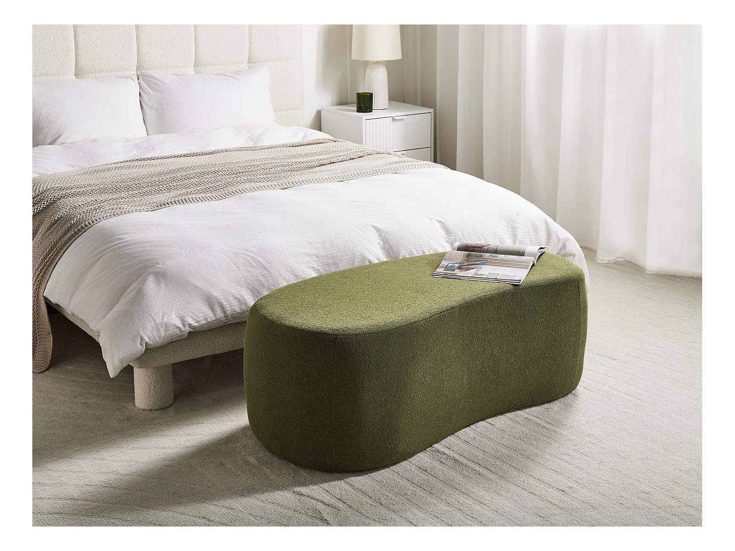 Pouf BAYARD Bouclé Vert