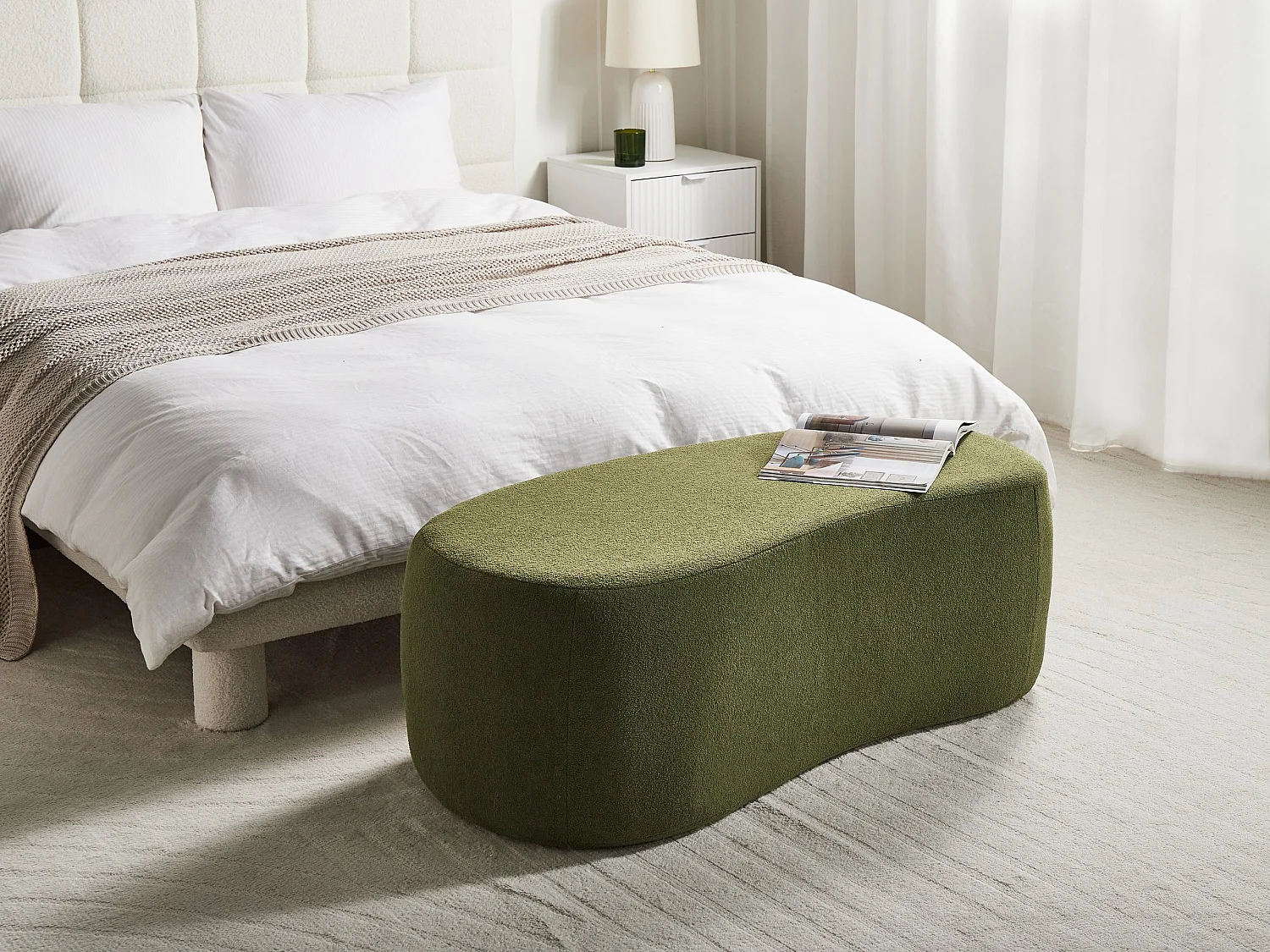 Pouf BAYARD Bouclé Vert