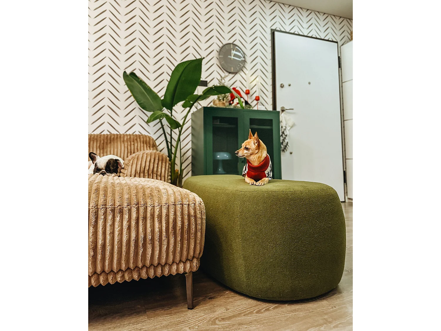 Pouf BAYARD Bouclé Vert
