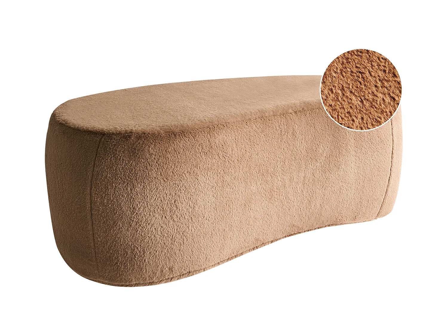 Pouf BAYARD Fourrure synthétique Marron clair
