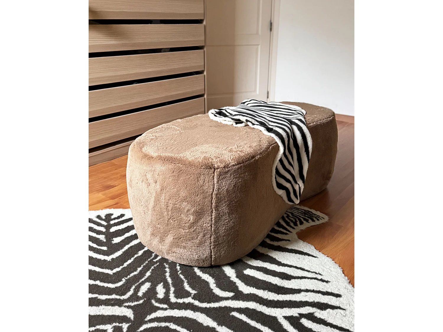 Pouffe BAYARD Faux Fur Light Brown