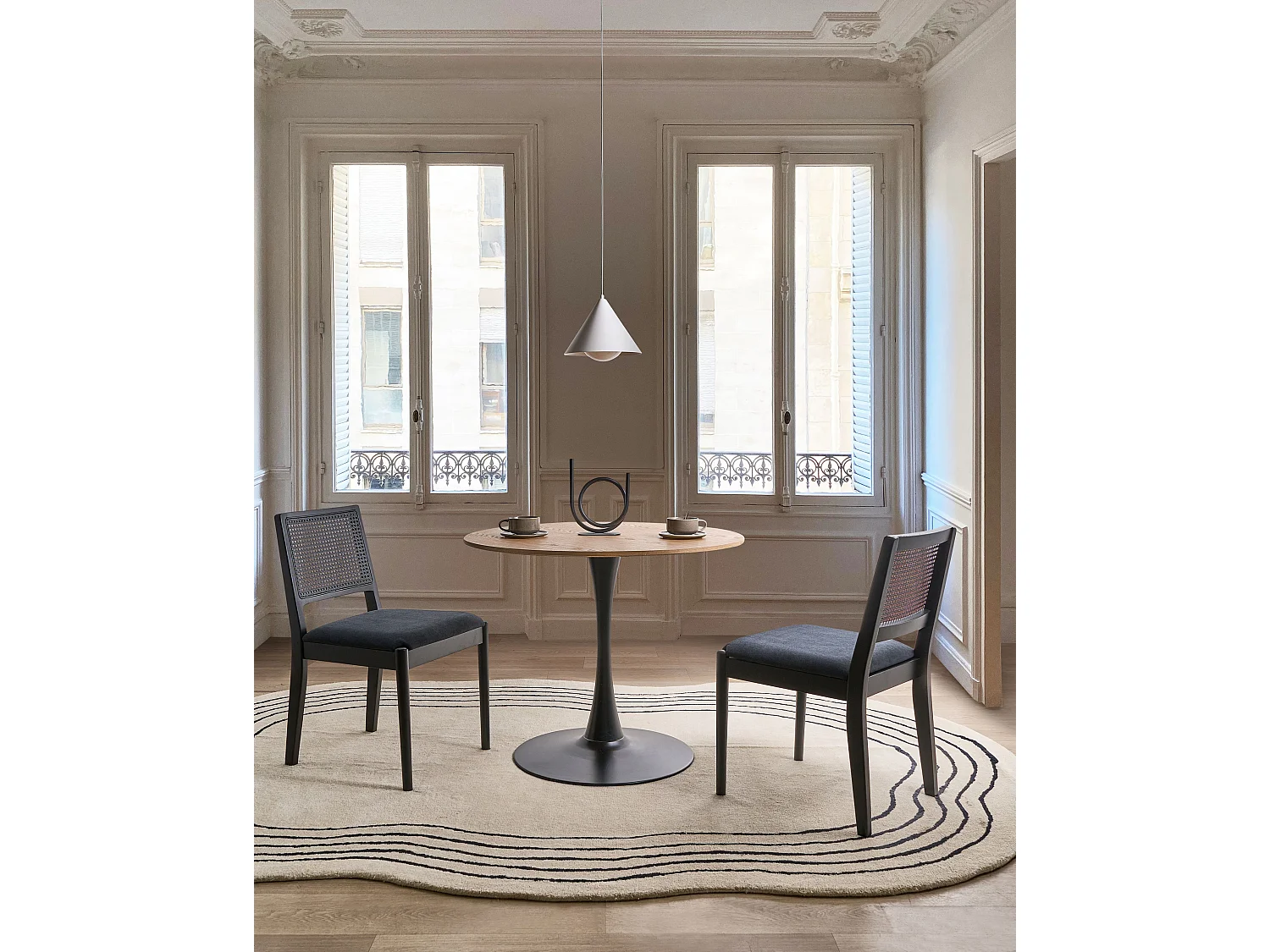 Lot de 2 chaises de salle à manger TAMARAC Bois Noir