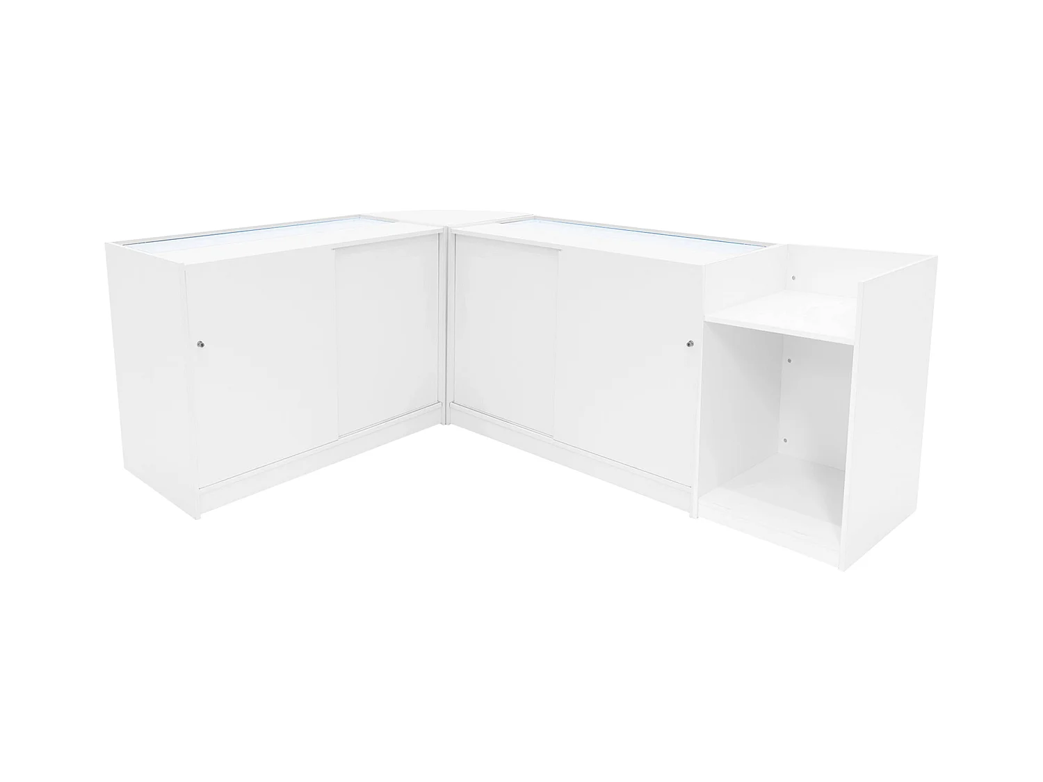 Set Mostradores Comerciales con Luz LED "HYPERION"  LM60 + B1200 + K1200 + TB60 – Blanco