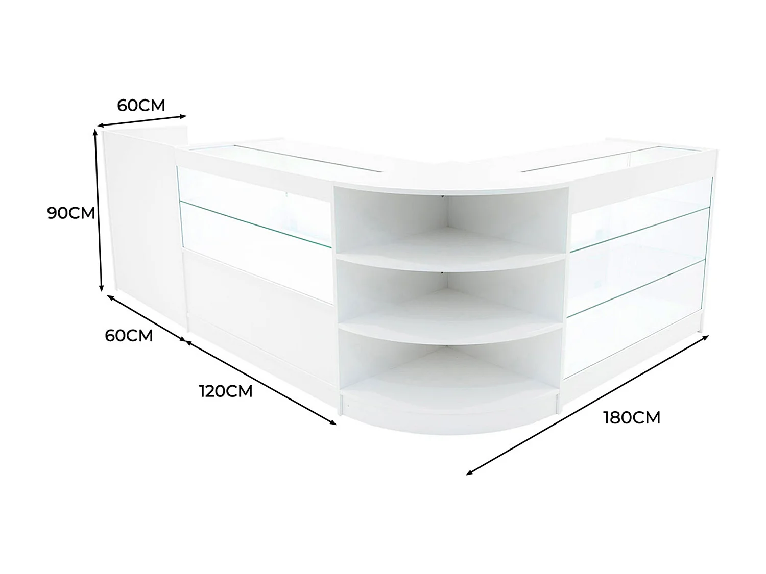 Hyperion LED Verkaufstheken-Set LM60 + B1200 + K1200 + TB60 – Weiß