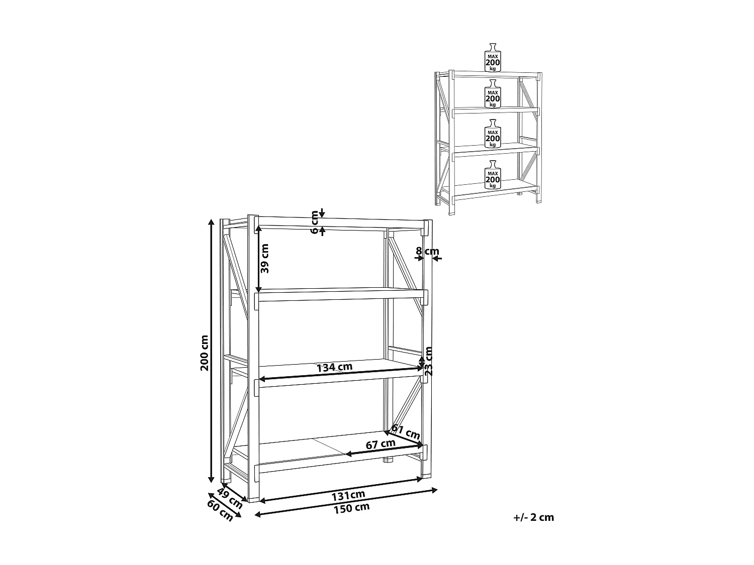 Étagères de garage FIUGGI Métal 150 cm 60 cm Orange