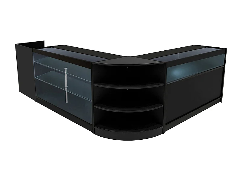 Set Mostradores Comerciales con Luz LED "HYPERION"  LM60 + B1500 + K1500 + TB60 – Negro