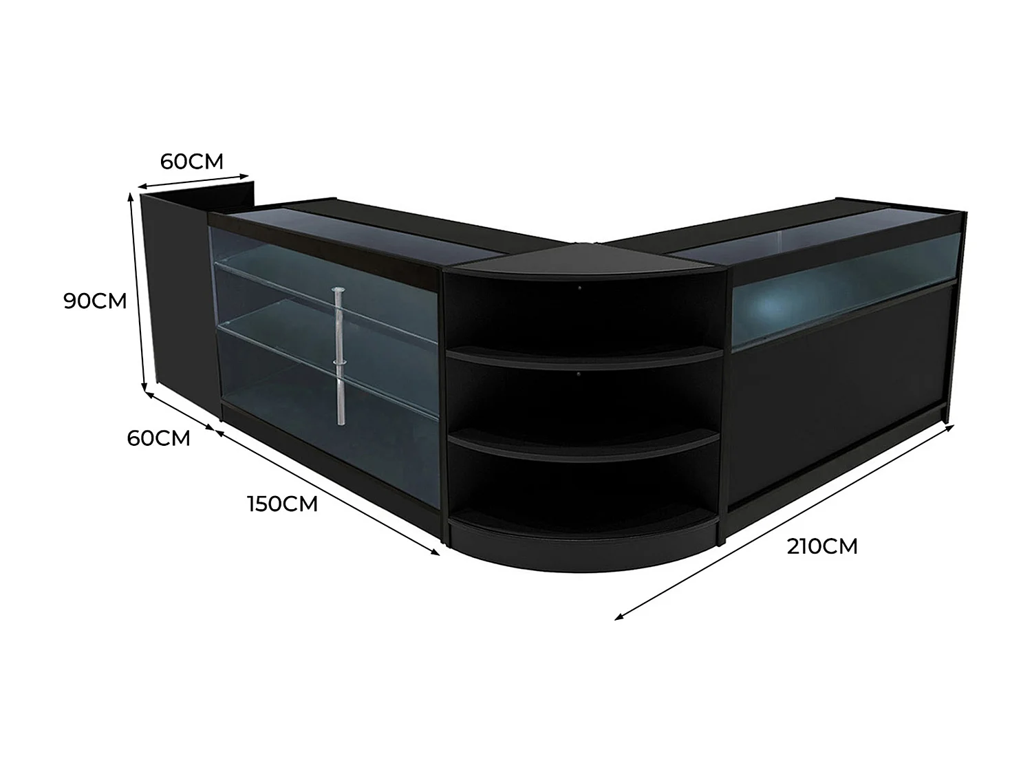 Hyperion LED Verkaufstheken-Set LM60 + B1500 + K1500 + TB60 – Schwarz