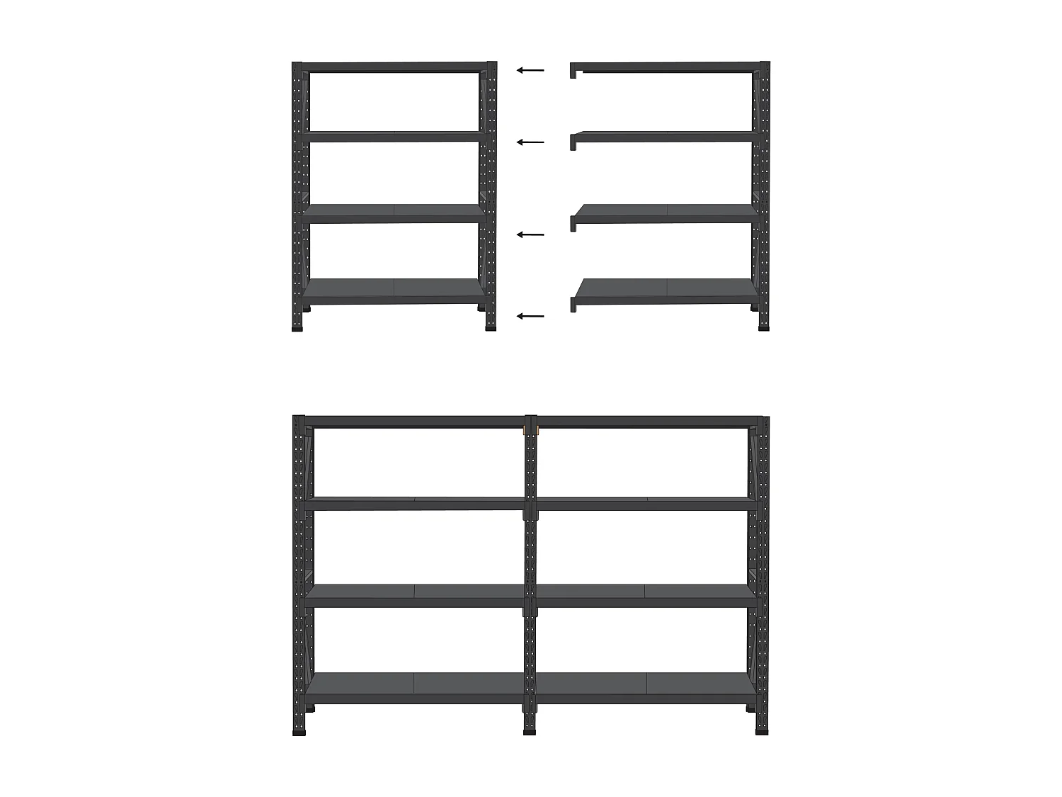 Étagères de garage FIUGGI Métal 150 cm 60 cm Noir