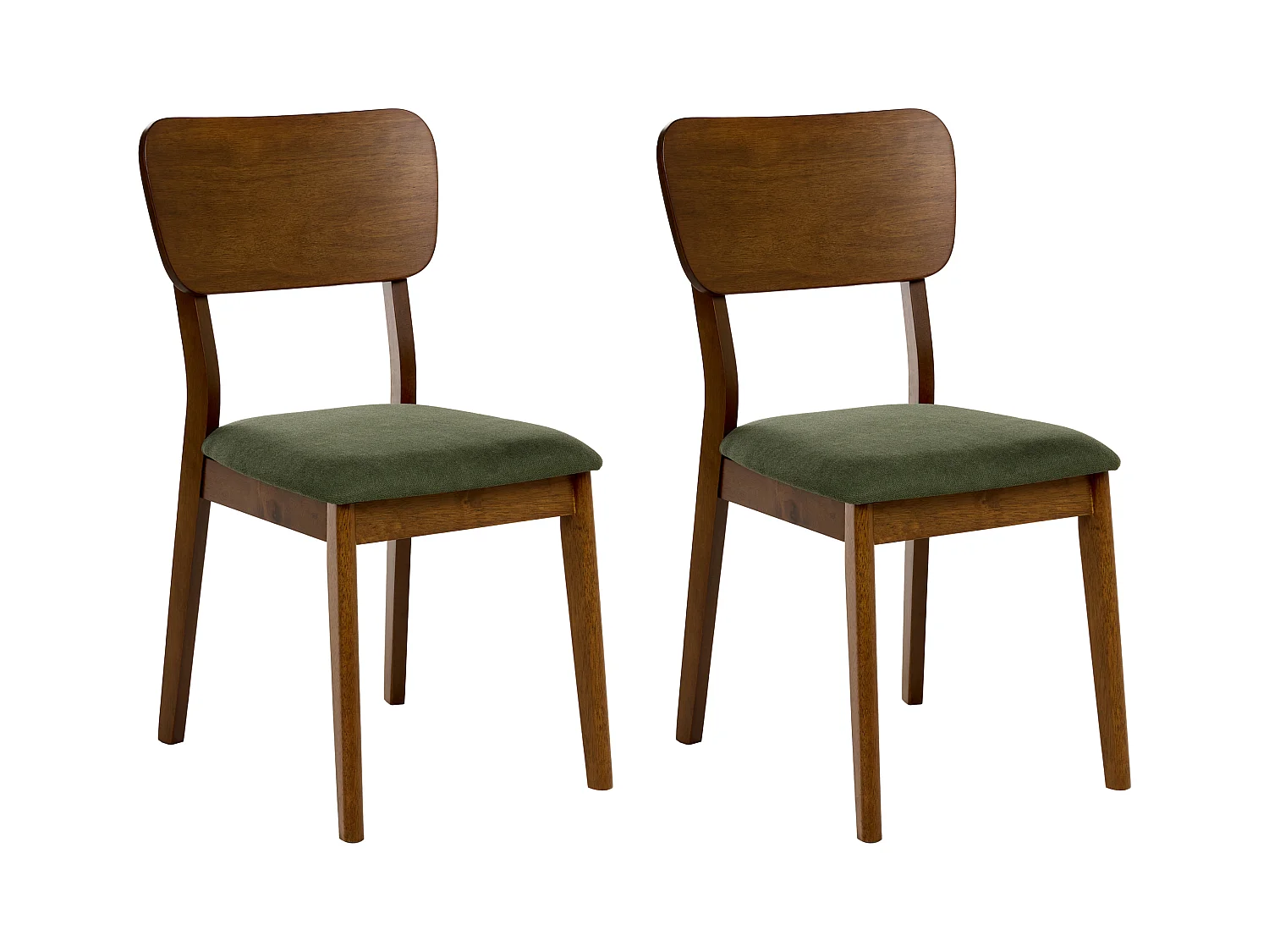 Lot de 2 chaises de salle à manger MINIER Bois Vert/ Marron foncé