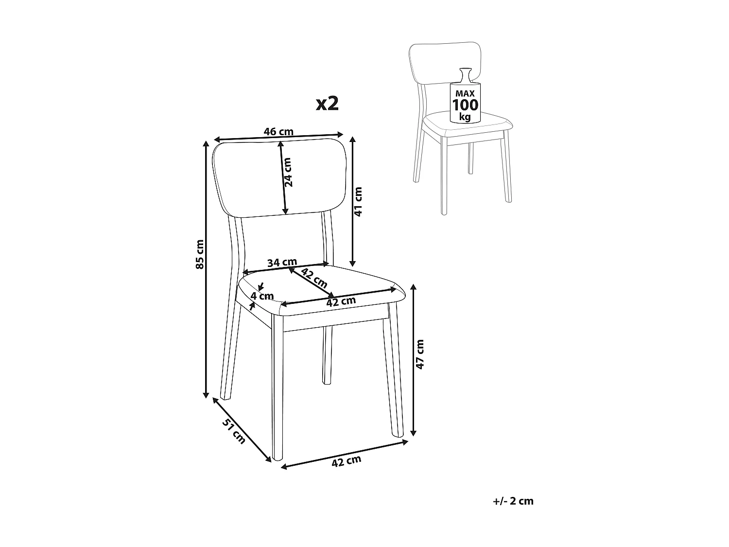 Lot de 2 chaises de salle à manger MINIER Bois Vert/marron foncé