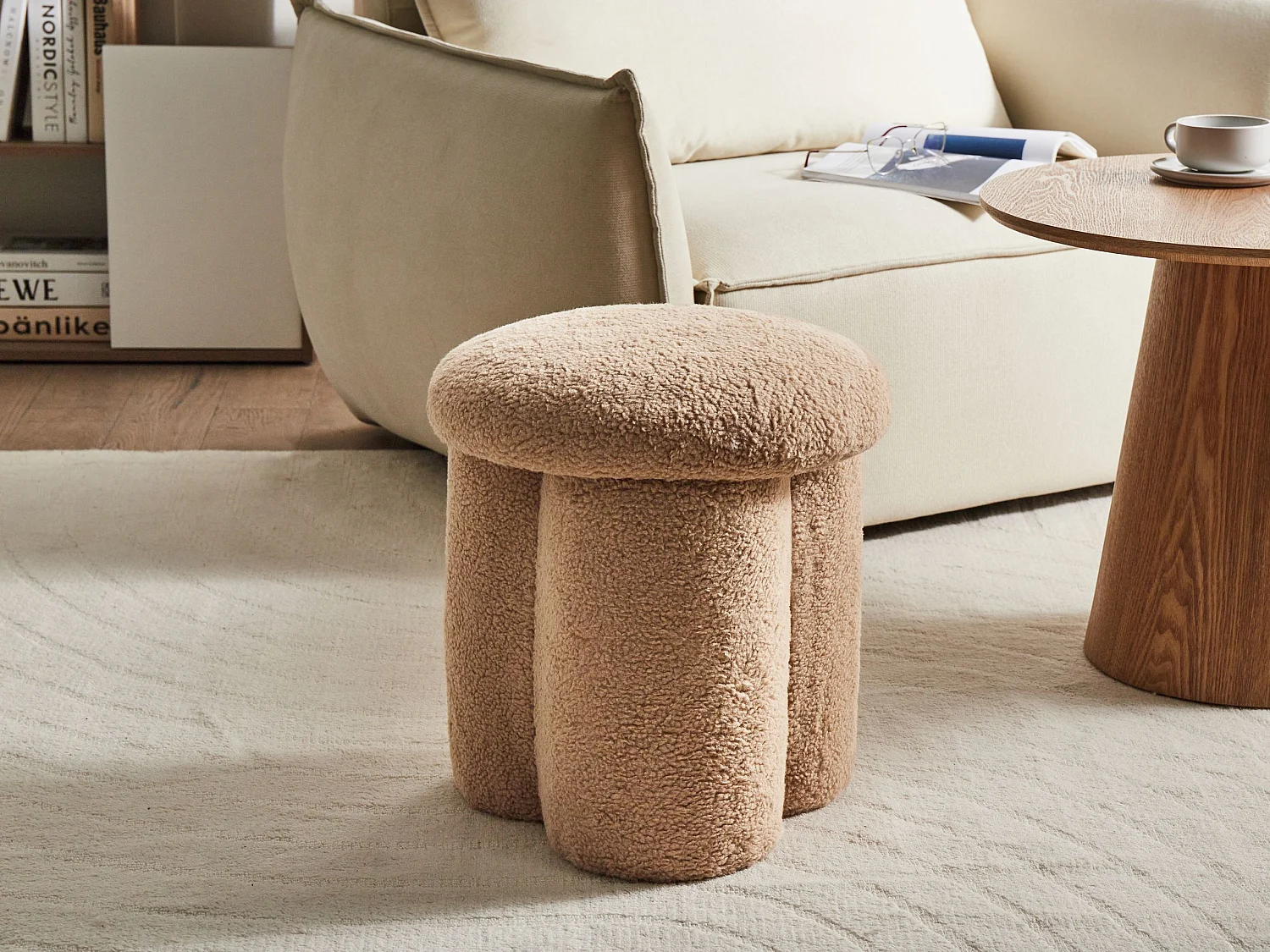 Pouf CARRINGTON Bouclé Beige