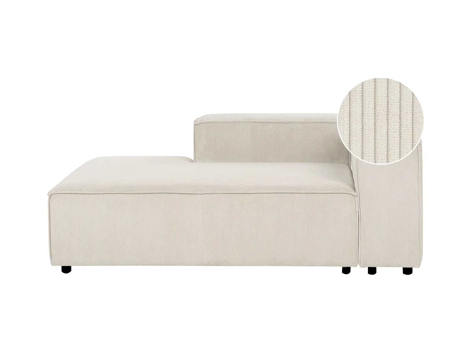 Chaise longue ARDAL Velours côtelé Blanc cassé Côté droit