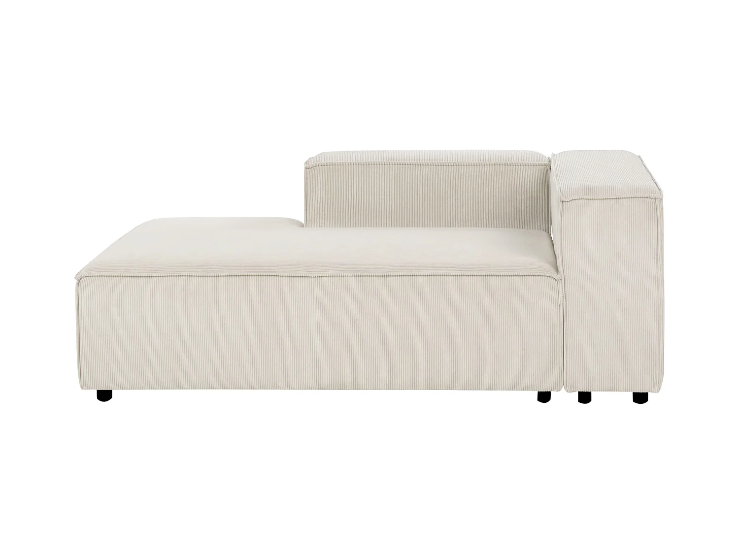 Chaise longue ARDAL Velours côtelé Blanc cassé Côté droit