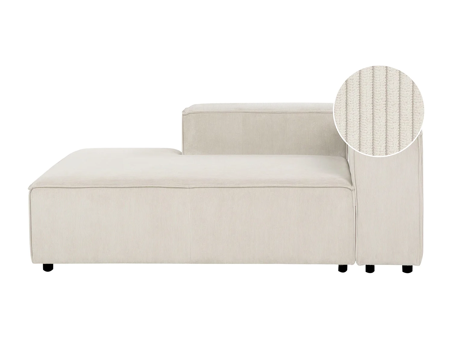 Chaise longue ARDAL Velours côtelé Blanc cassé Côté droit