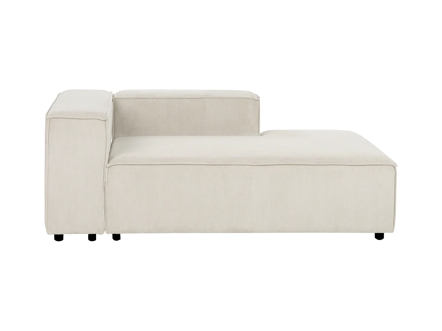 Chaise longue côté droite ARDAL Velours côtelé Blanc cassé