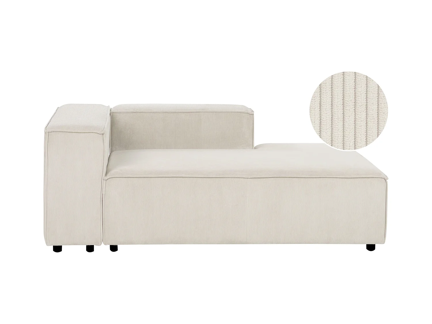 Chaise longue côté droite ARDAL Velours côtelé Blanc cassé
