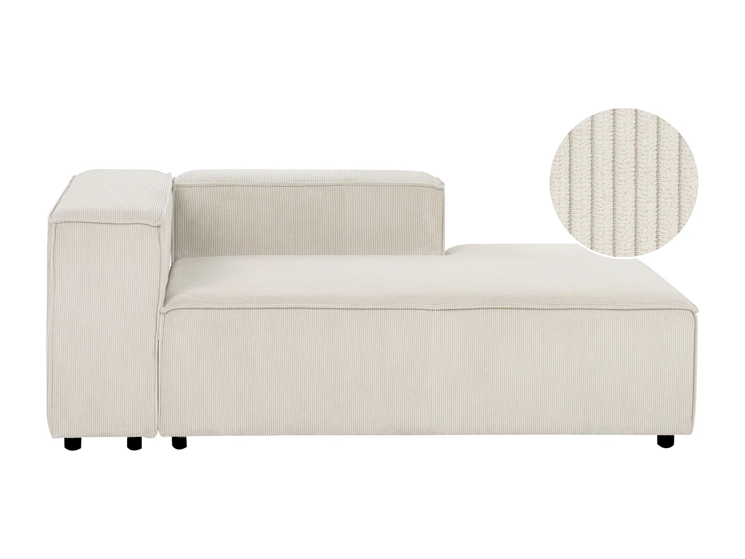 Chaise longue côté gauche ARDAL Velours côtelé Blanc cassé