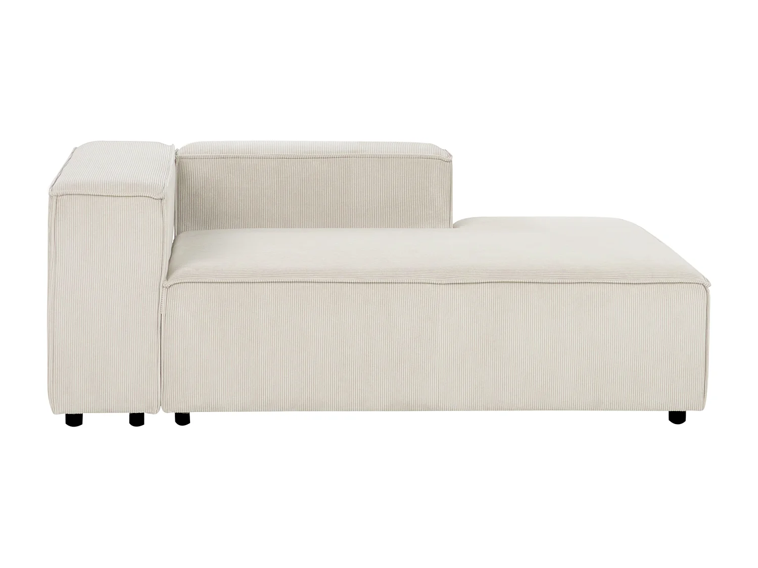 Chaise longue côté gauche ARDAL Velours côtelé Blanc cassé