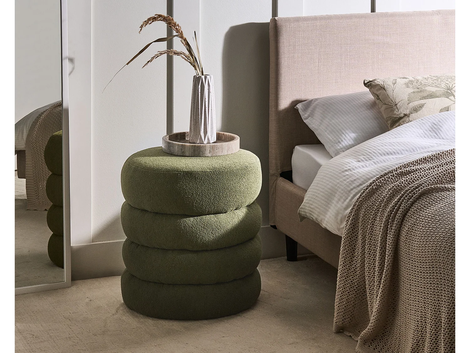 Pouf SUMPTER Bouclé Vert