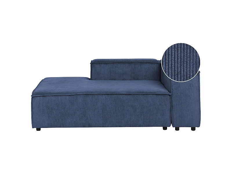 Chaise longue côté droit ARDAL Velours côtelé Bleu foncé