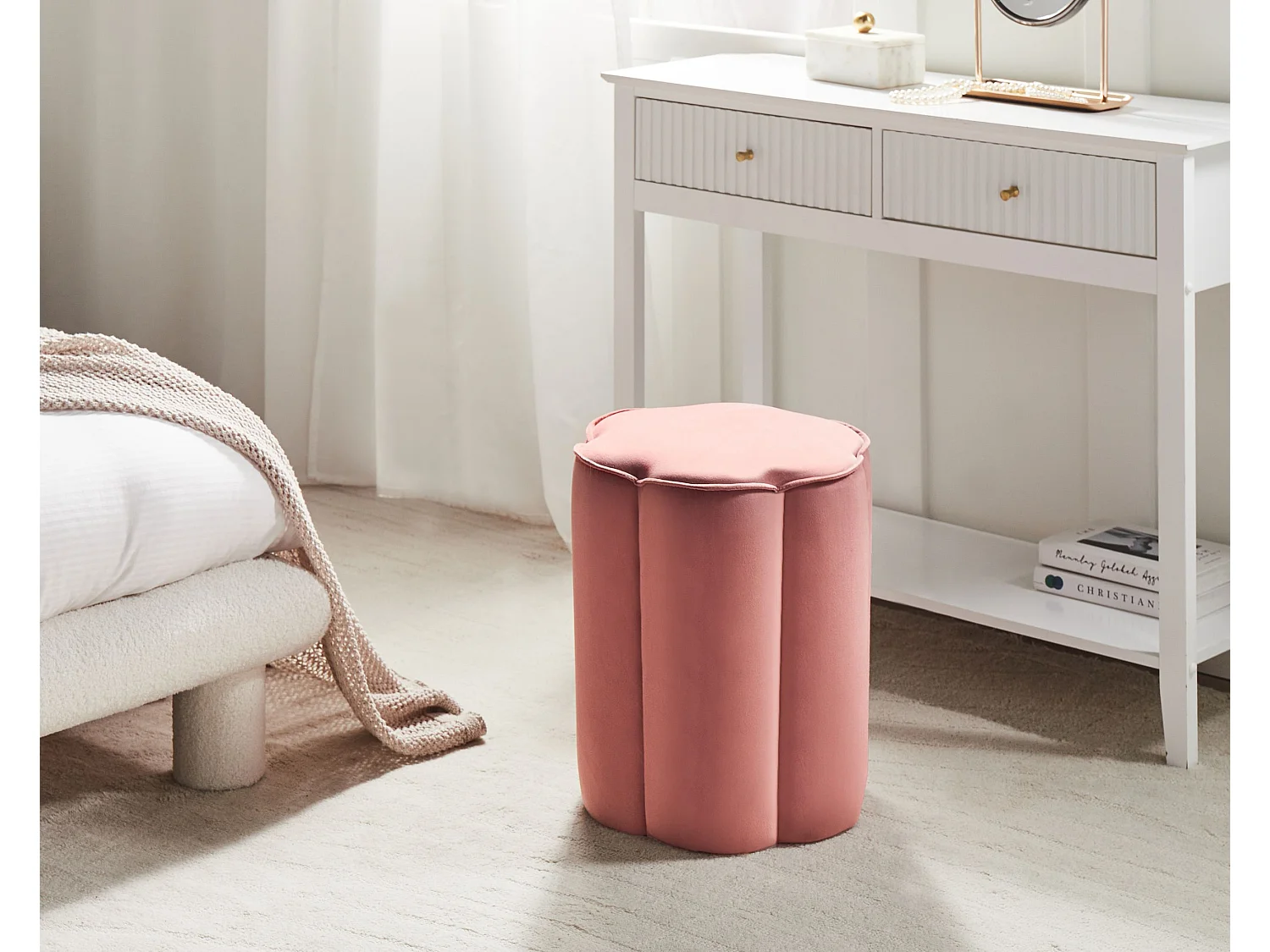 Pouf TAPPEN Velours Rose