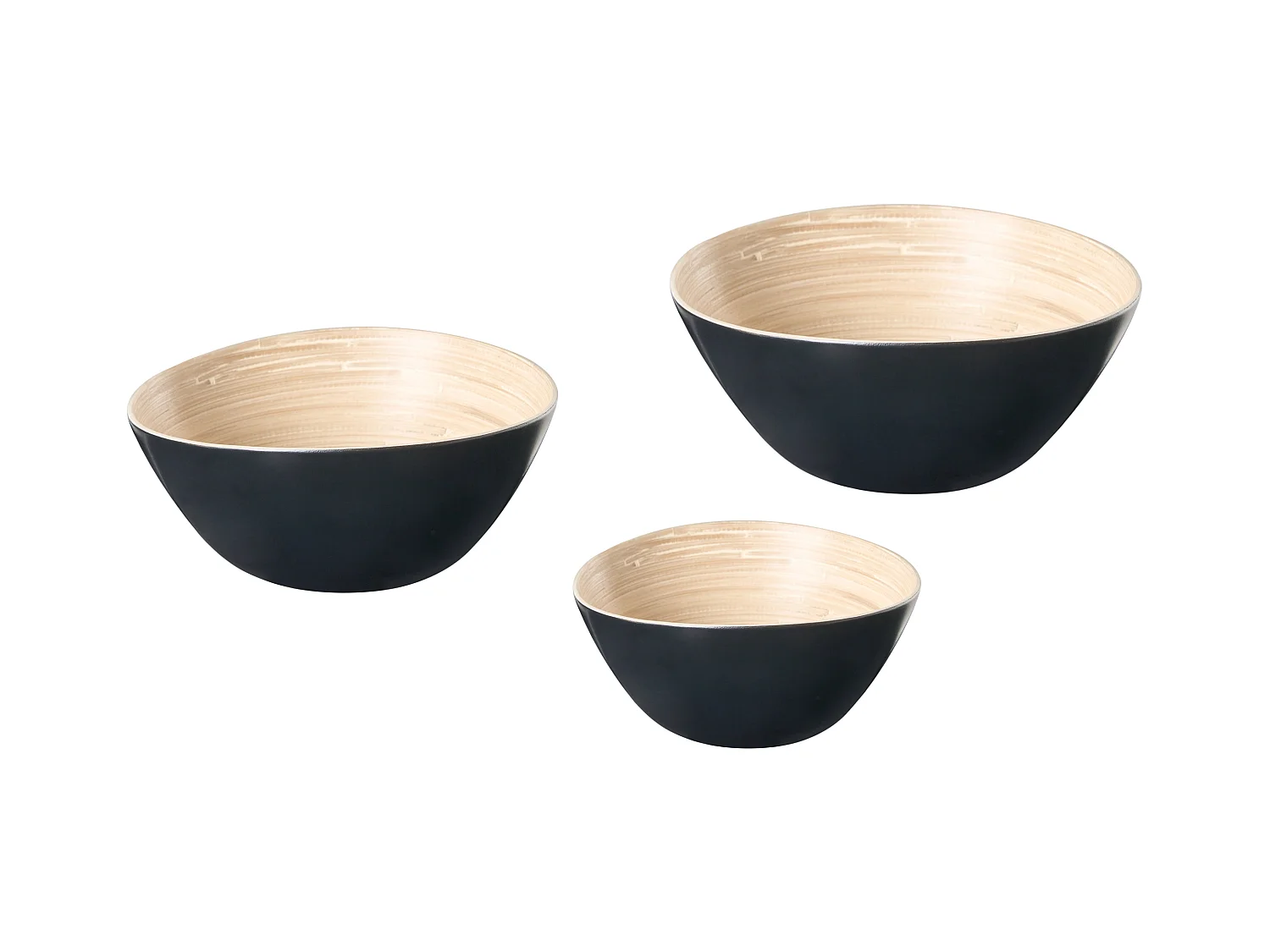 Lot de 3 bols décoratifs BONHEUR Bambou Noir