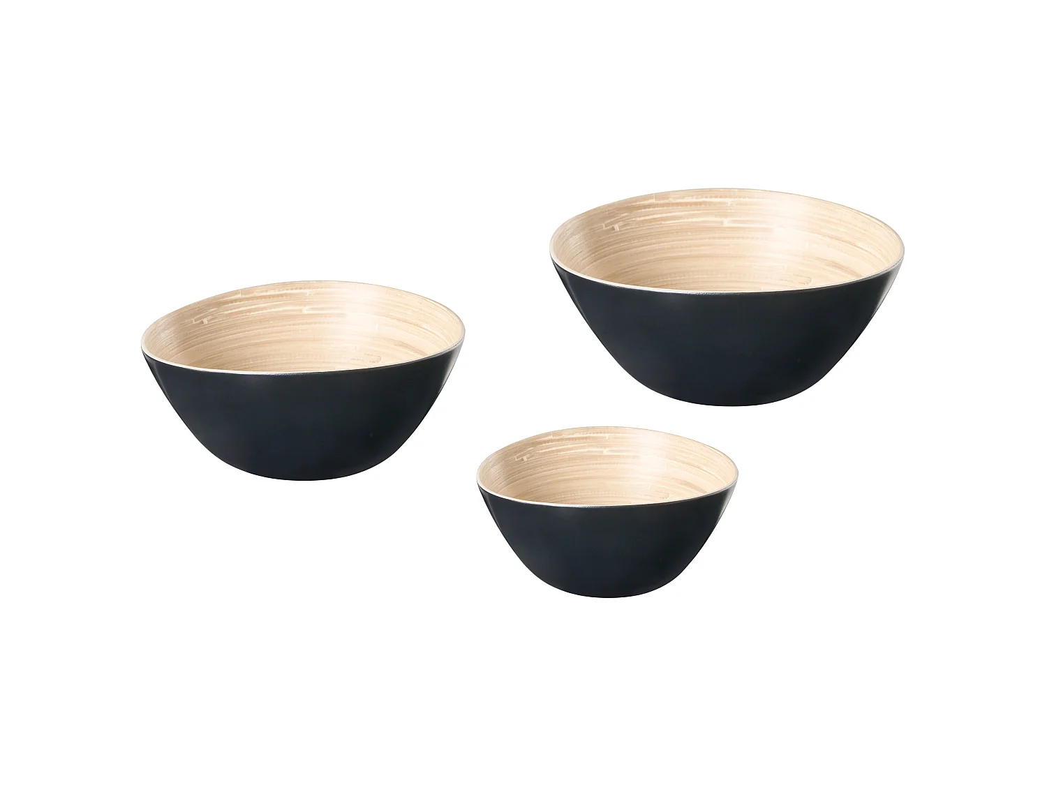 Lot de 3 bols décoratifs BONHEUR Bambou Noir