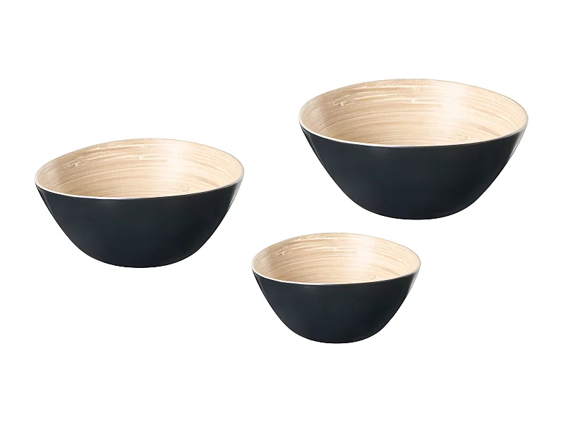 Lot de 3 bols décoratifs BONHEUR Bambou Noir