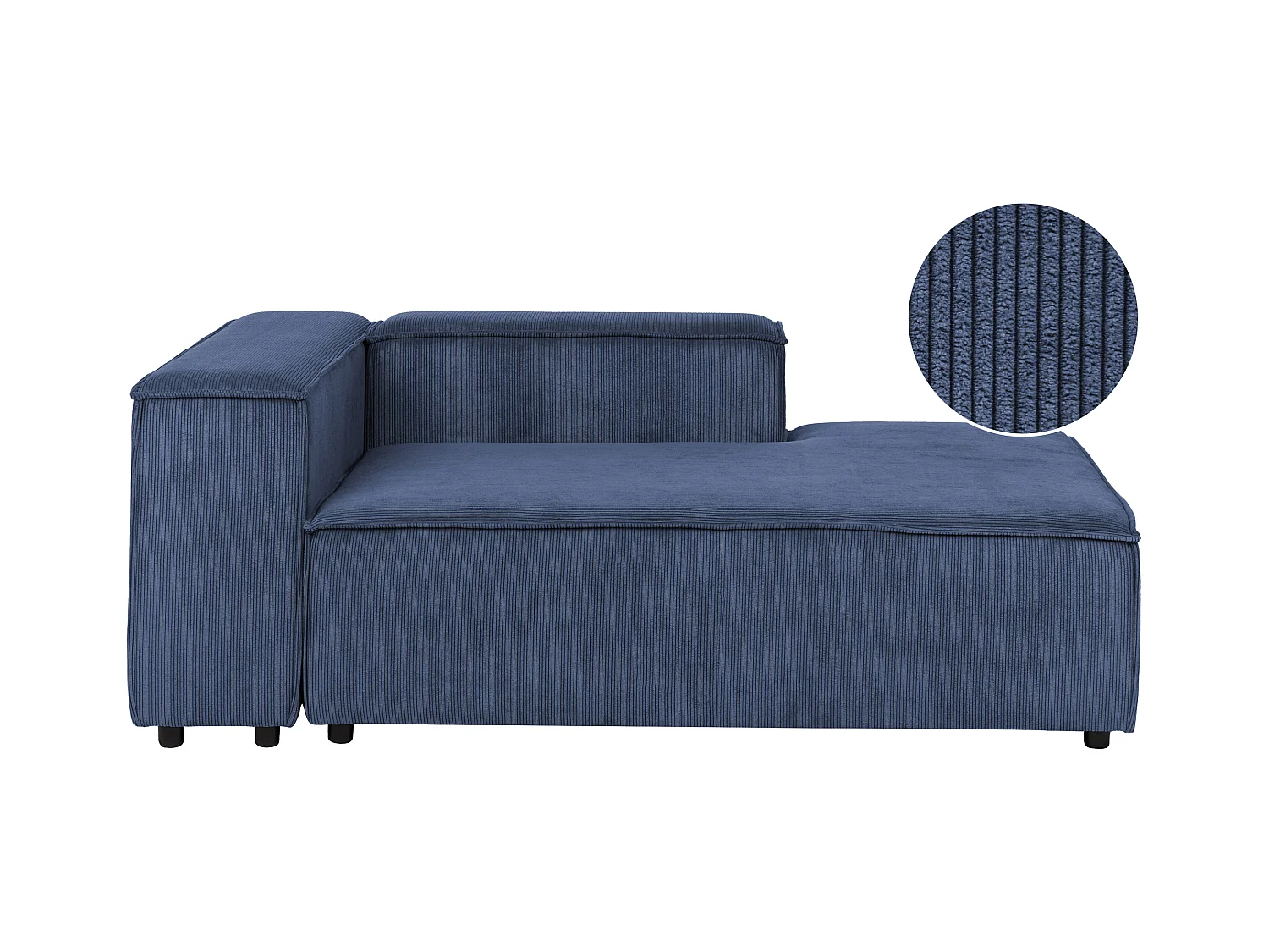 Chaise longue côté droite ARDAL Velours côtelé Bleu foncé