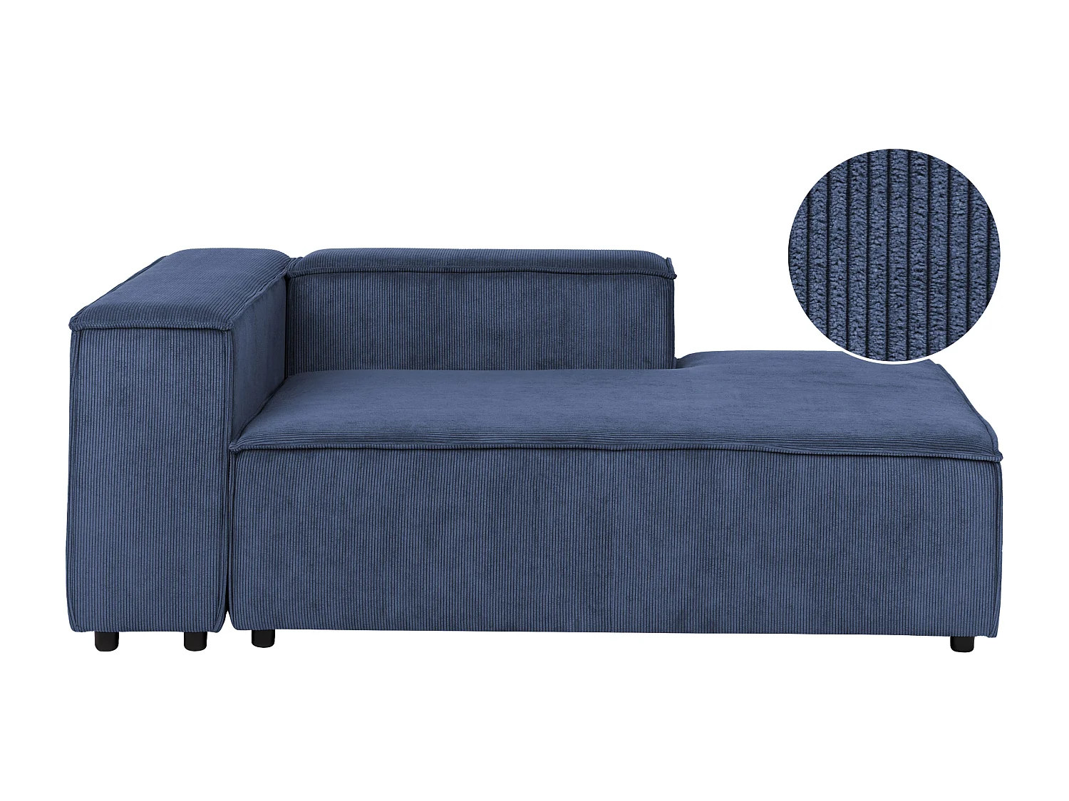 Chaise longue côté droite ARDAL Velours côtelé Bleu foncé