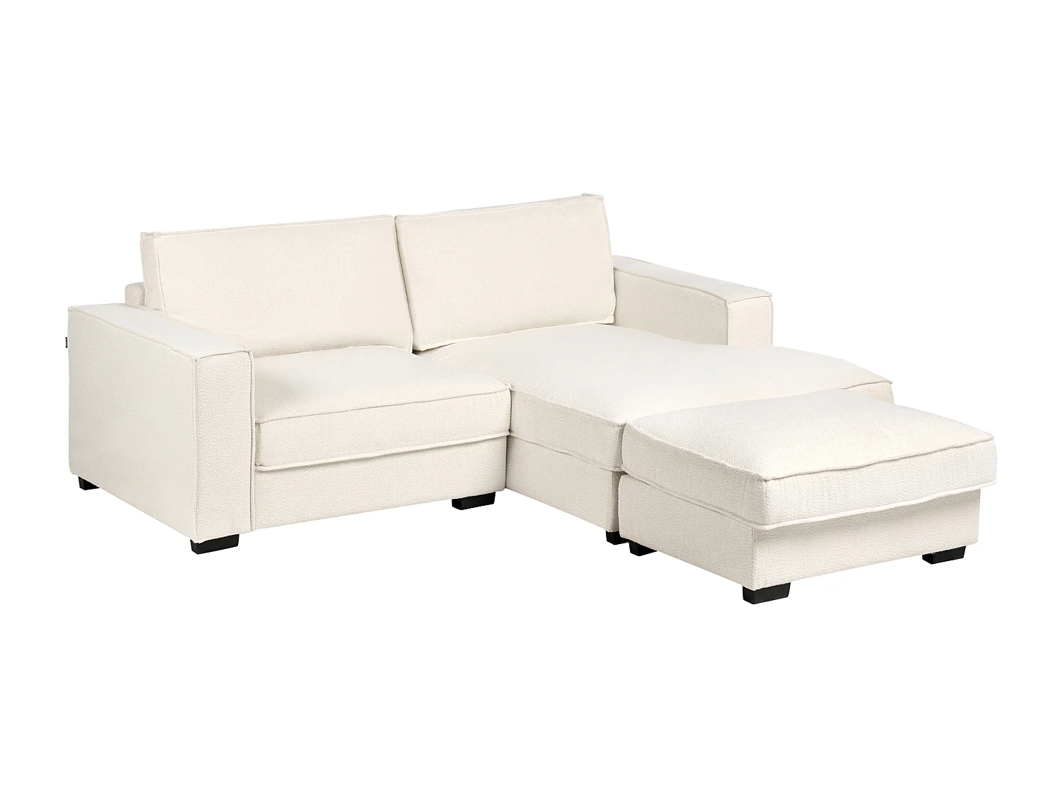 Canapé d'Angle à droite avec Pouf Moderne en Bouclé Repose-pieds Ottoman Dossier Rembourré avec Coussins Beige Clair Kolding