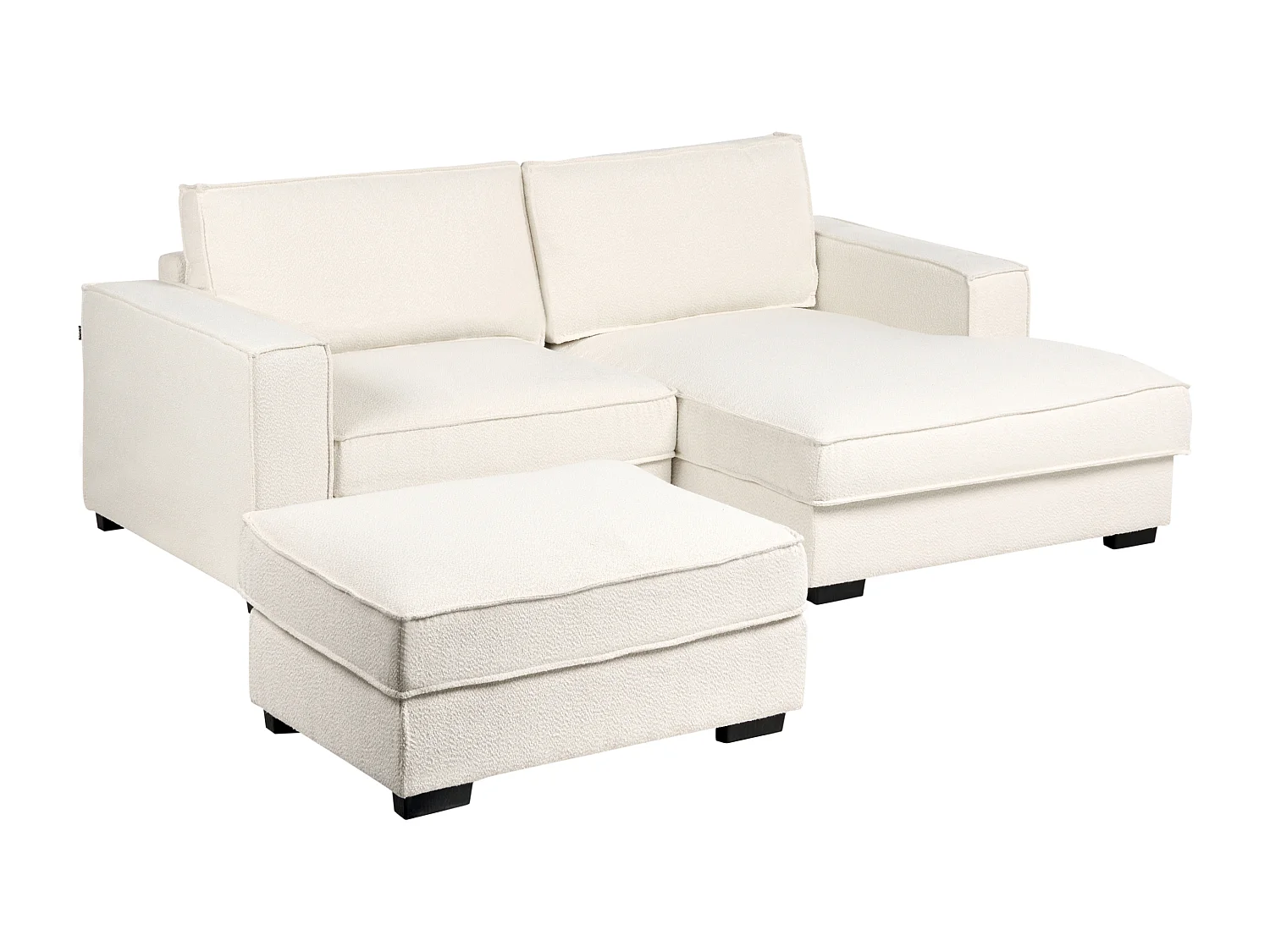 Canapé d'Angle à Gauche avec Pouf Moderne en Bouclé Repose-pieds Ottoman Dossier Rembourré avec Coussins Beige Clair Kolding