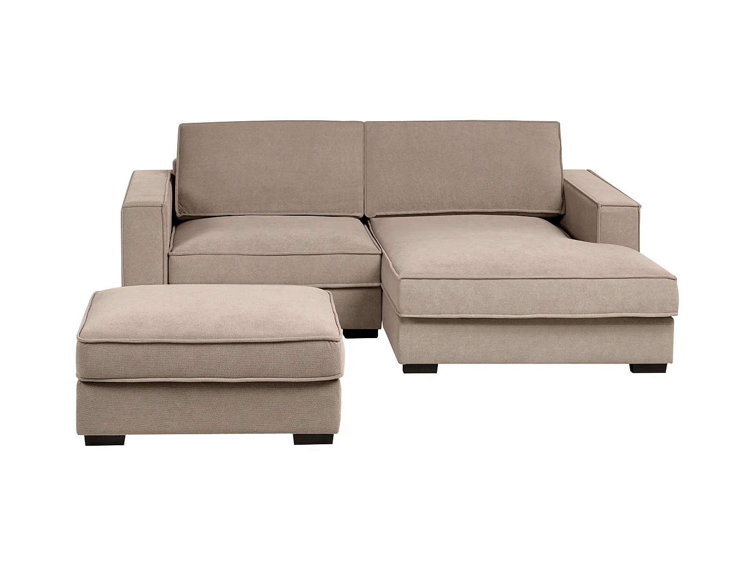 Canapé d'Angle à droite avec Pouf Moderne en Tissu Repose-pieds Ottoman Dossier Rembourré avec Coussins Taupe Kolding