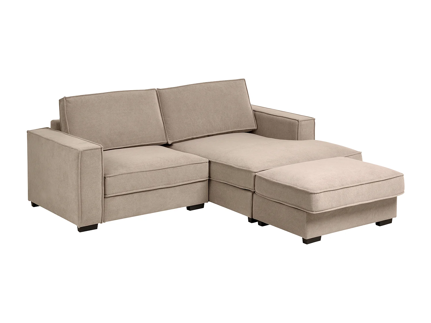 Canapé d'Angle à droite avec Pouf Moderne en Tissu Repose-pieds Ottoman Dossier Rembourré avec Coussins Taupe Kolding