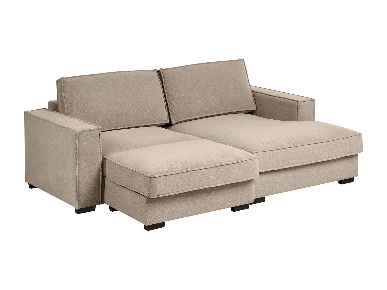 Canapé d'Angle à droite avec Pouf Moderne en Tissu Repose-pieds Ottoman Dossier Rembourré avec Coussins Taupe Kolding