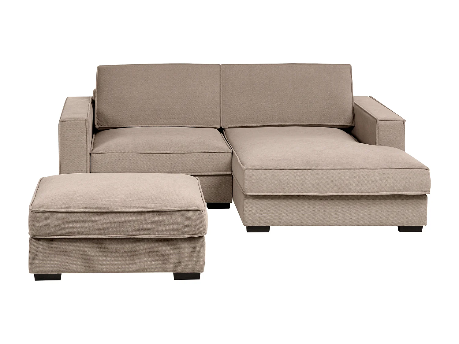 Canapé d\'Angle à droite avec Pouf Moderne en Tissu Repose-pieds Ottoman Dossier Rembourré avec Coussins Taupe Kolding